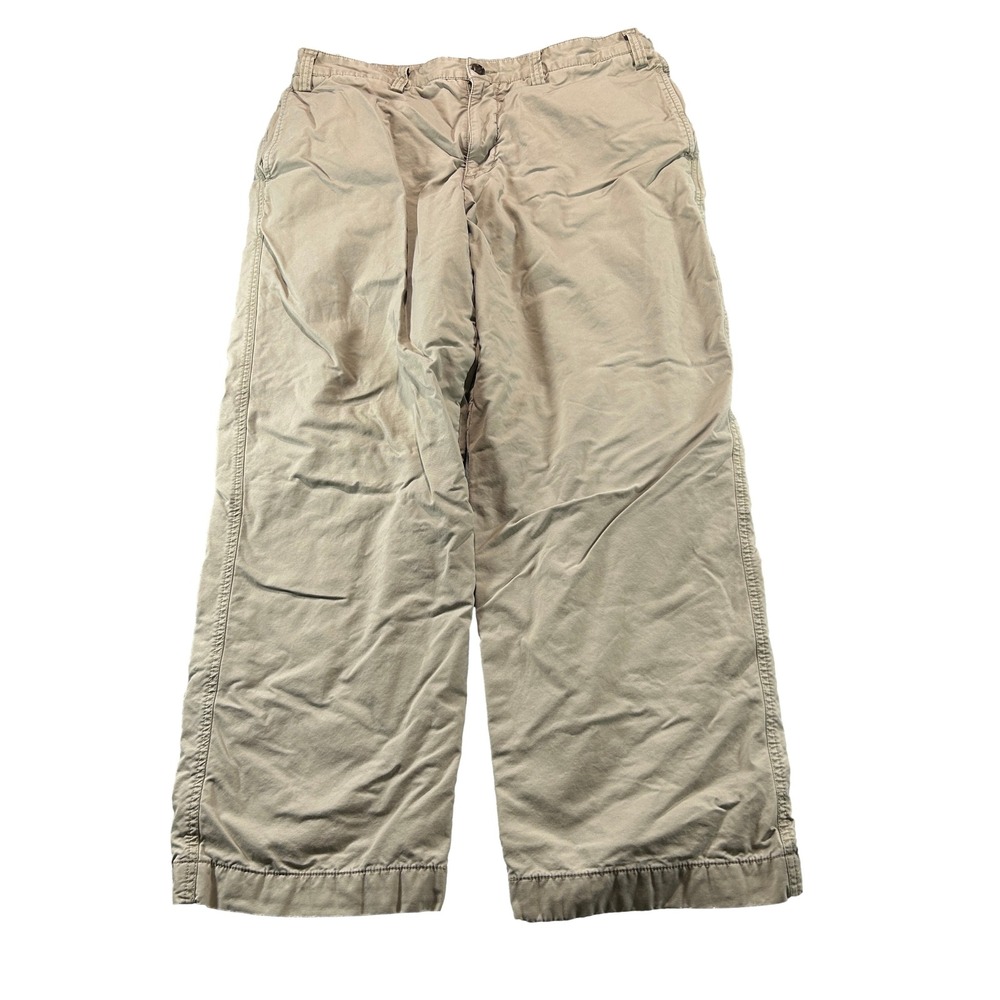 Eddie Bauer Chinos Mens 36x30 Khaki Relaxed Fit Wide Leg Flannel Lined Pants